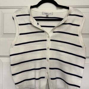 Madden Girl White and Navy Striped Knit Top